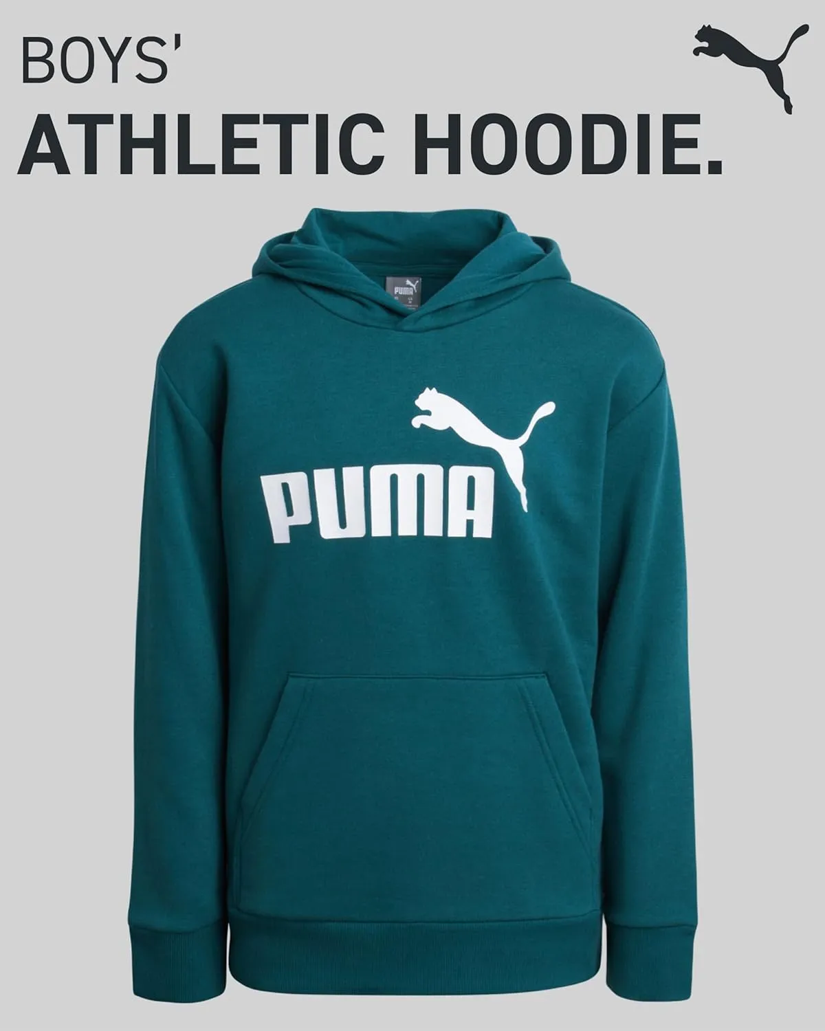 PUMA Boys' Athletic Hoodie - Fleece Pullover Hoodie Sweatshirt with Kangaroo Pockets - Fashion Hoodies for Boys (Sizes: 8-20)
