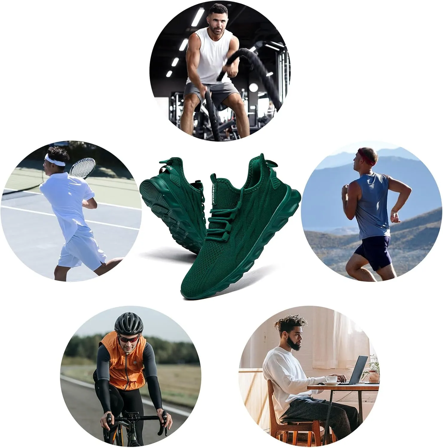 QIJGS Running Shoes for Men Gym Tennis Athletic Mesh Sneakers Lightweight Sports Fashion Workout Casual Shoes