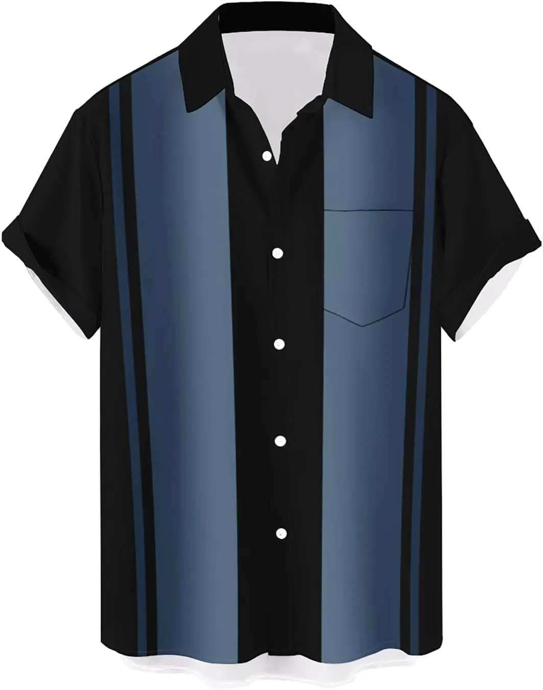 QIVICIMA Mens Bowling Shirts Hawaiian Shirt Big and Tall Retro Button Up Vintage Guayabera Camp Shirt