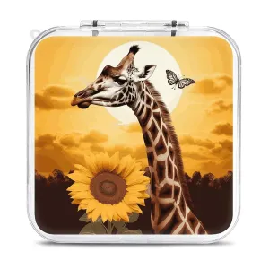 QMNBTES Giraffe And Sunflower Switch Game Case Switch Game Holder Cartridge Case Storage 12 Games & 2 Micro Sd Card Slots, Travel Carry Cases, Portable Games Card Storage, Hard Shell, Buckle Closure