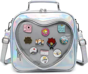 RAINBOW SMILE Ita Bag Multi-Purpose Backpack Crossbody Heart Purse Kawaii Pin Display with Insert