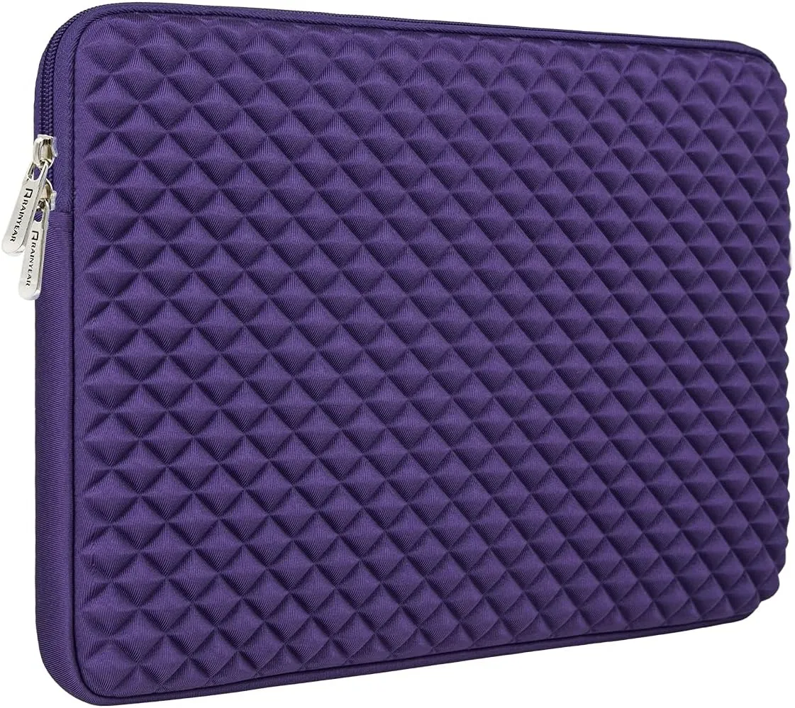 RAINYEAR 15 Inch Laptop Sleeve Diamond Foam Shock Resistant Padded Case Fluffy Lining Cover Carrying Bag Compatible with 15.4" MacBook Pro/Air, Surface Laptop 3/4 15", New XPS 15 Touch (Purple)