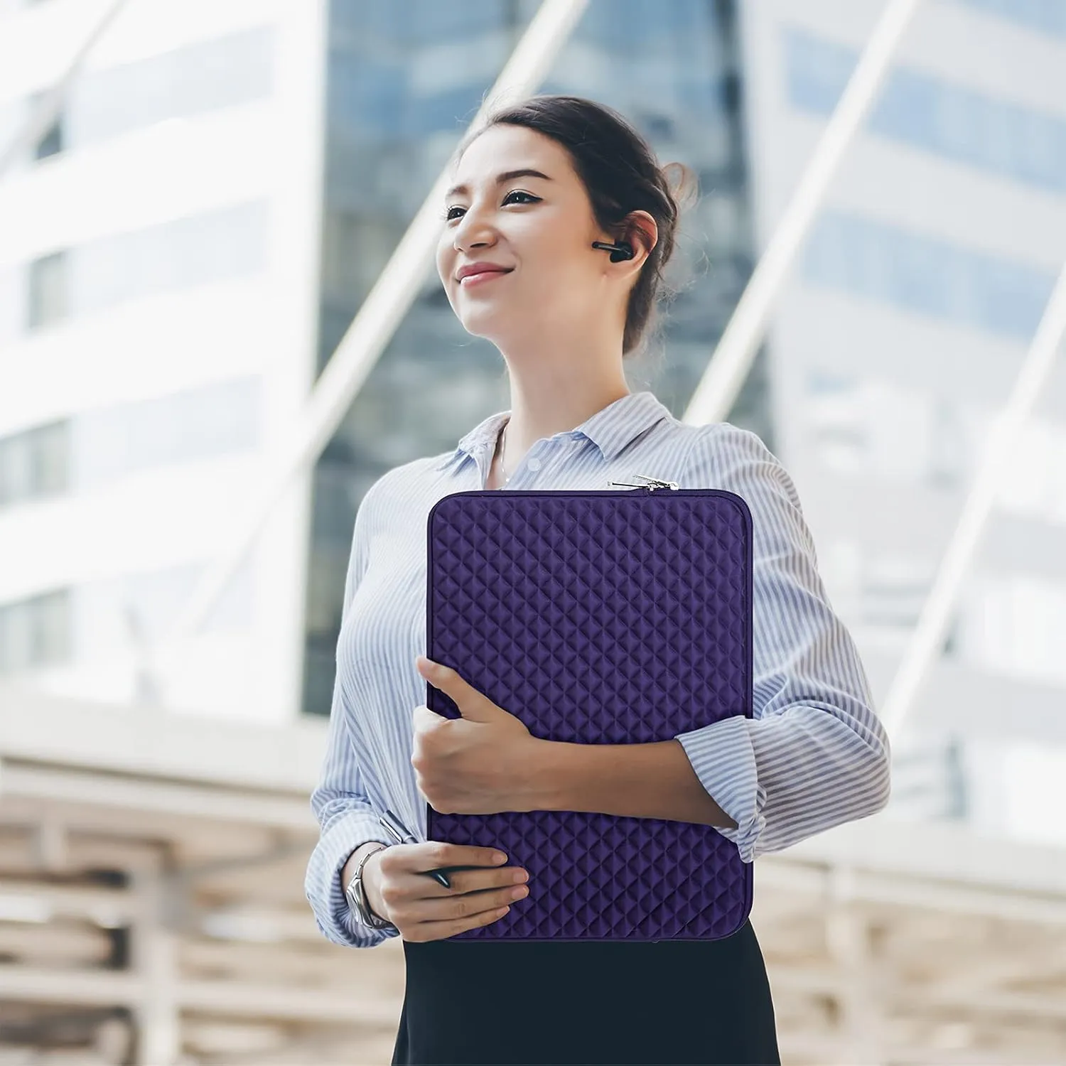 RAINYEAR 15 Inch Laptop Sleeve Diamond Foam Shock Resistant Padded Case Fluffy Lining Cover Carrying Bag Compatible with 15.4" MacBook Pro/Air, Surface Laptop 3/4 15", New XPS 15 Touch (Purple)