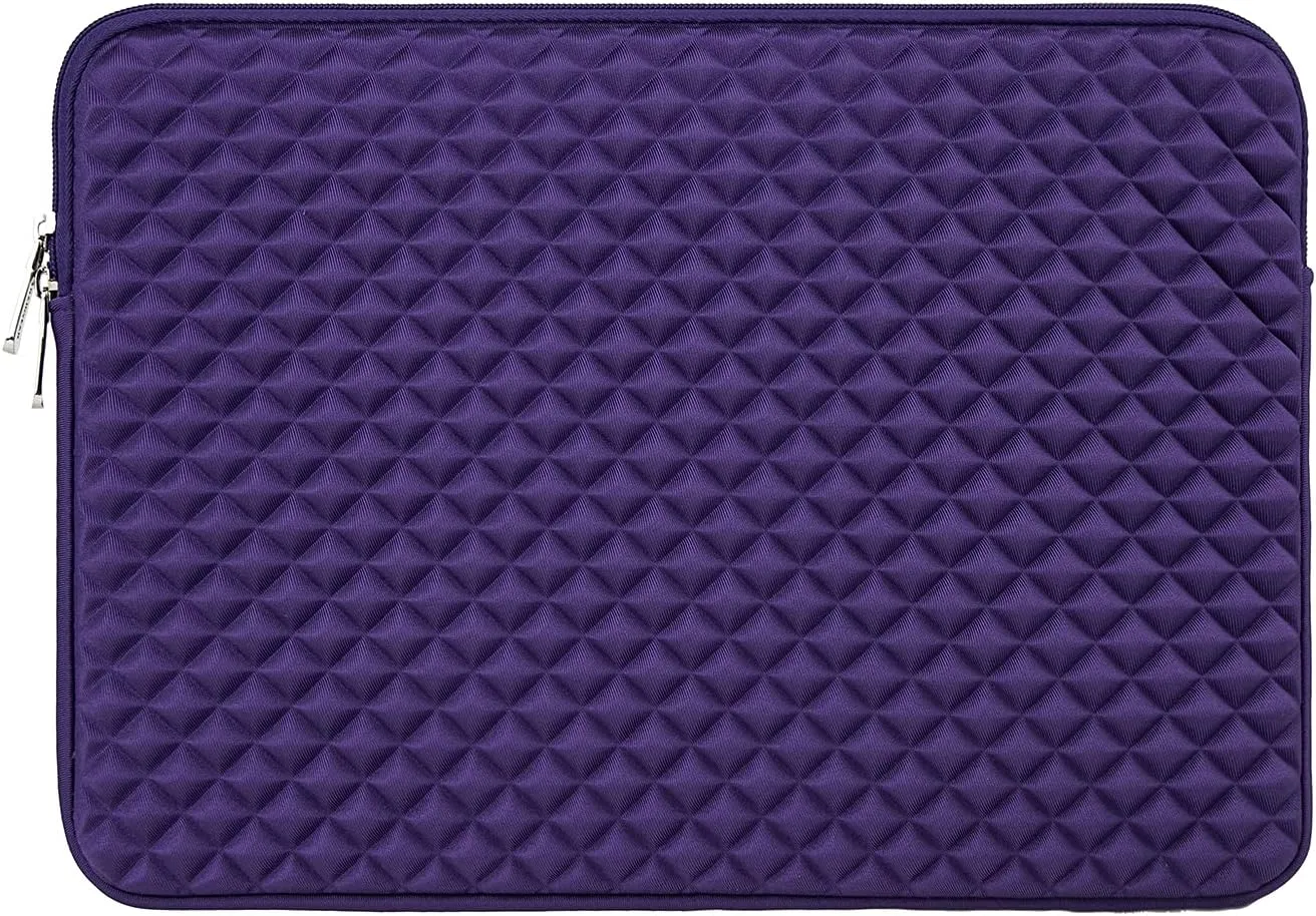 RAINYEAR 15 Inch Laptop Sleeve Diamond Foam Shock Resistant Padded Case Fluffy Lining Cover Carrying Bag Compatible with 15.4" MacBook Pro/Air, Surface Laptop 3/4 15", New XPS 15 Touch (Purple)