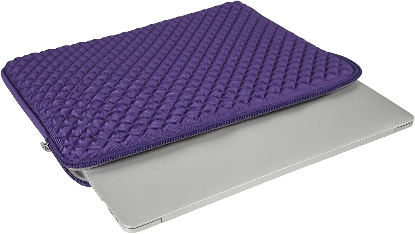 RAINYEAR 15 Inch Laptop Sleeve Diamond Foam Shock Resistant Padded Case Fluffy Lining Cover Carrying Bag Compatible with 15.4" MacBook Pro/Air, Surface Laptop 3/4 15", New XPS 15 Touch (Purple)