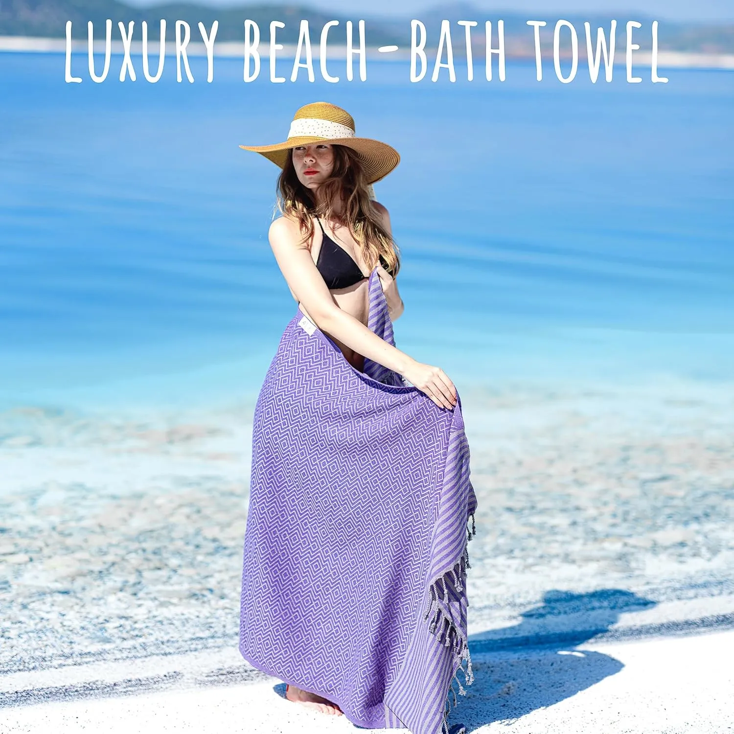 RAY SILVER Turkish Beach Towel – 100% Turkish Cotton 40"x71" Quick Dry Oversized Beach Towel Sand Free Lightweight Turkish Towel for Travel Camping Bath Sauna Beach Pool Gym Yoga