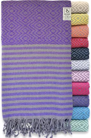 RAY SILVER Turkish Beach Towel – 100% Turkish Cotton 40"x71" Quick Dry Oversized Beach Towel Sand Free Lightweight Turkish Towel for Travel Camping Bath Sauna Beach Pool Gym Yoga