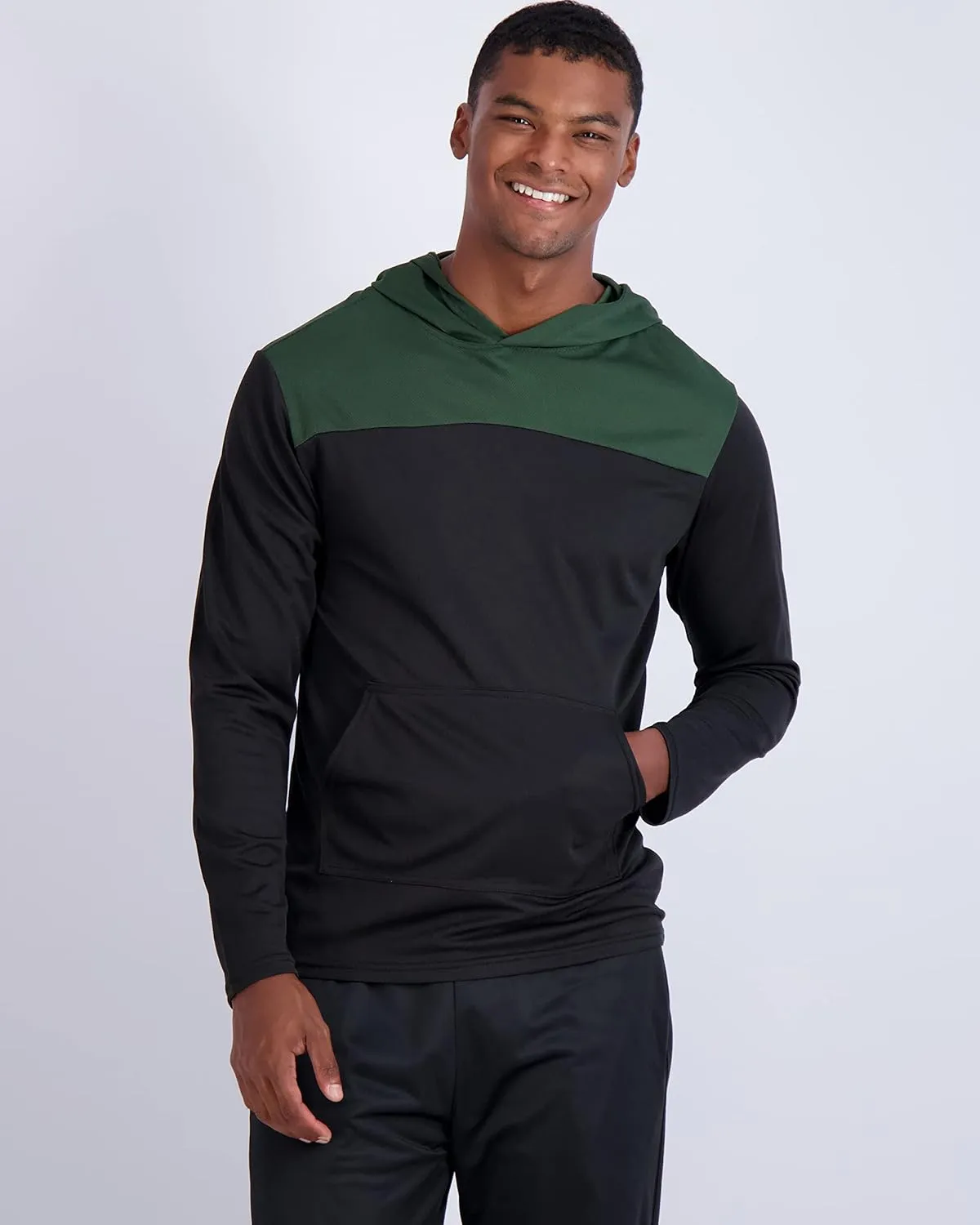 Real Essentials 3 Pack: Men's Mesh Long Sleeve Athletic Pullover Hoodie Sweatshirt Pockets UPF 50  (Available in Big & Tall)