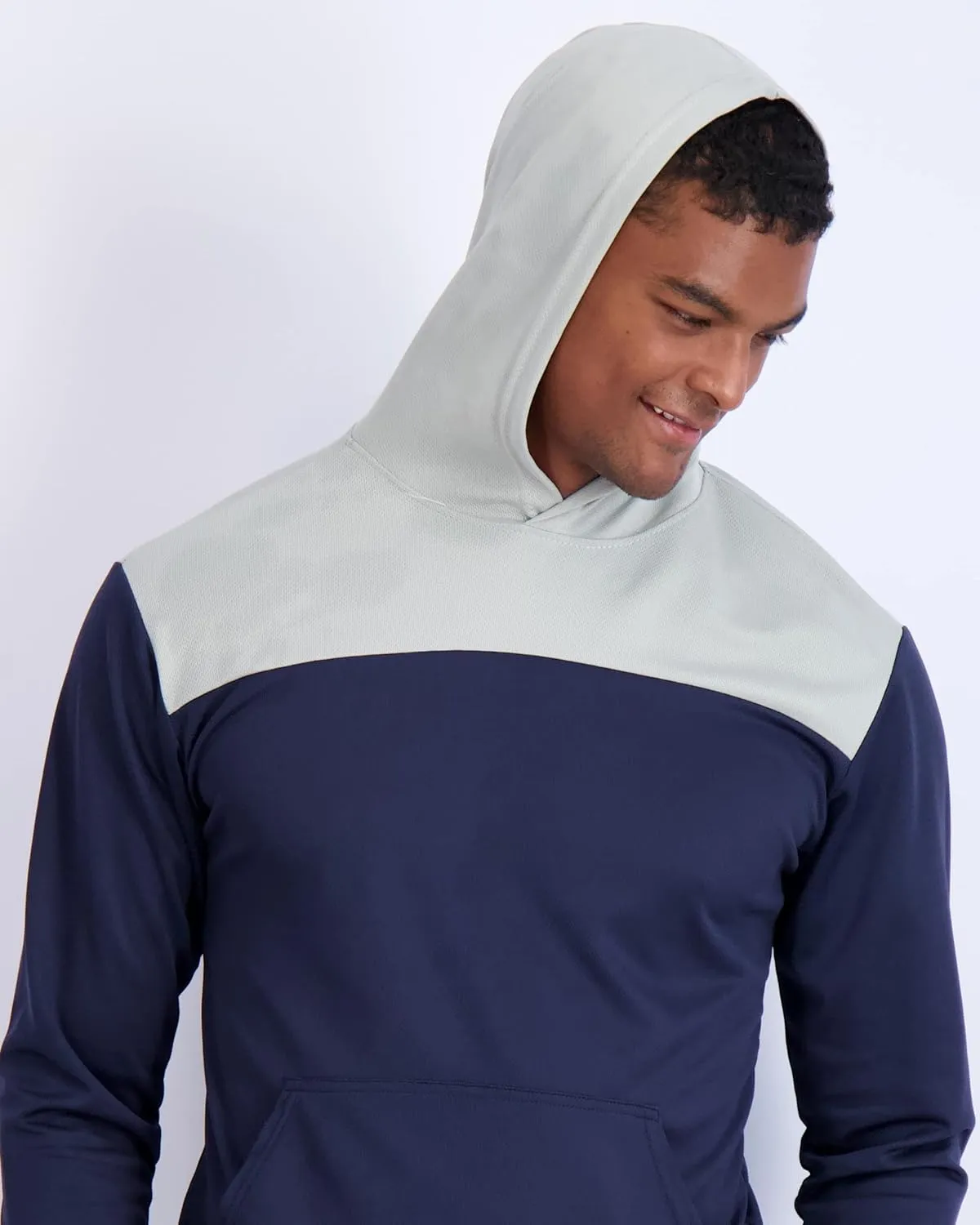 Real Essentials 3 Pack: Men's Mesh Long Sleeve Athletic Pullover Hoodie Sweatshirt Pockets UPF 50  (Available in Big & Tall)