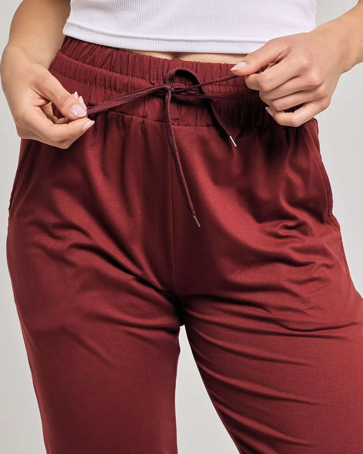 Real Essentials 3-Pack: Women's Capri Open Bottom Soft Sweatpants with Drawstring (Available in Plus Size)