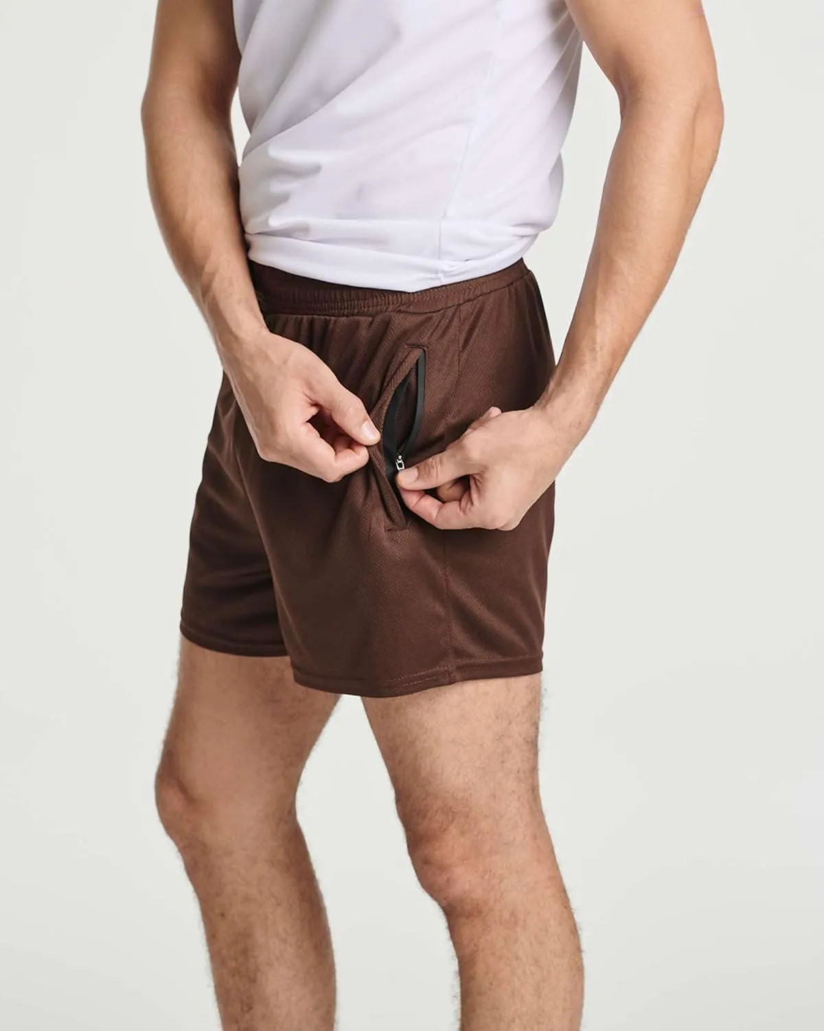 Real Essentials 4 Pack: Men's Mesh 7"/ 5"/ 3" Athletic Zipper Shorts Workout Gym Running Basketball (Big and Tall Available)