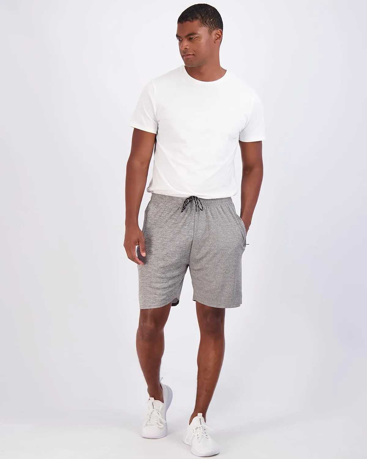 Real Essentials 4 Pack: Men's Mesh 7"/ 5"/ 3" Athletic Zipper Shorts Workout Gym Running Basketball (Big and Tall Available)