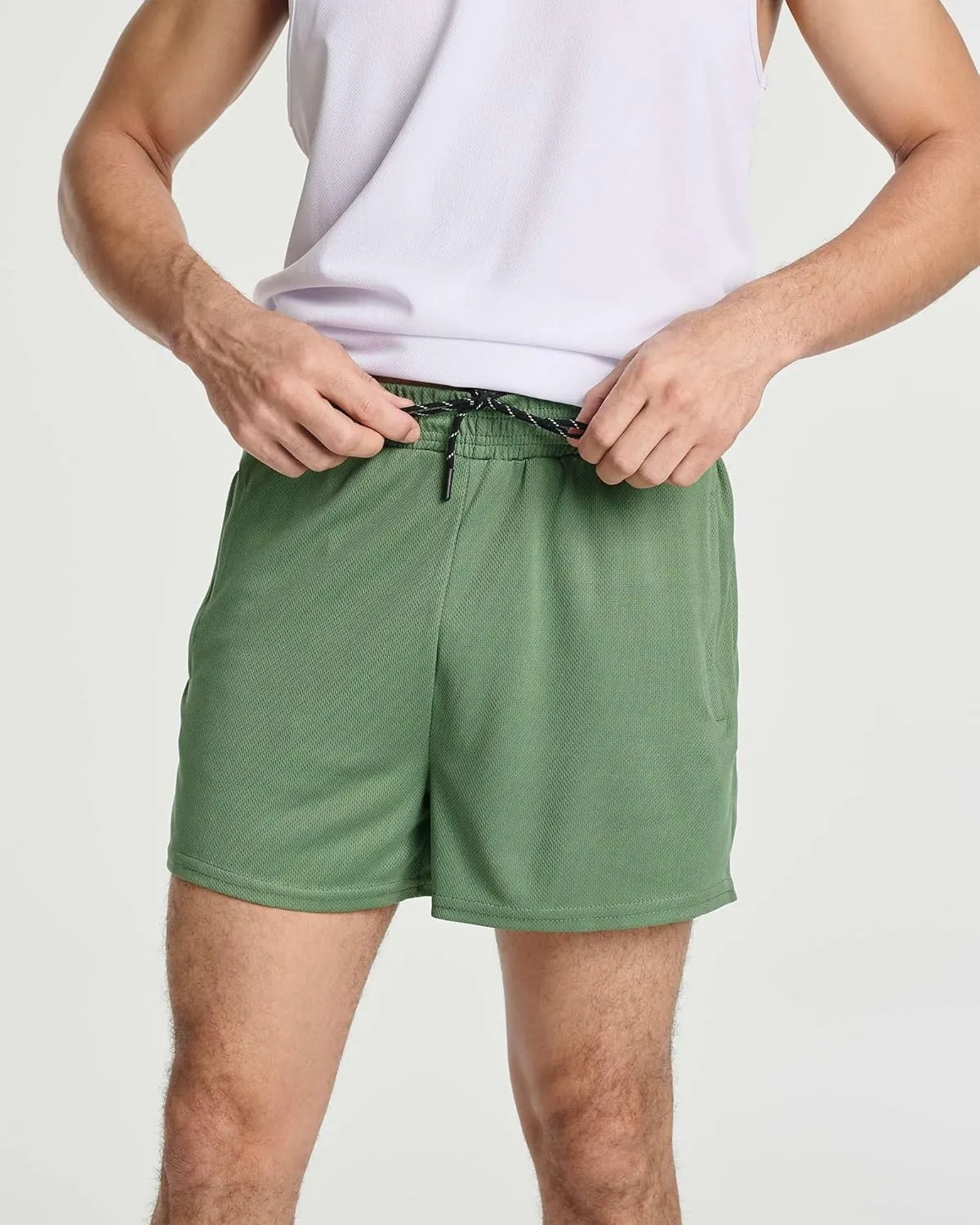 Real Essentials 4 Pack: Men's Mesh 7"/ 5"/ 3" Athletic Zipper Shorts Workout Gym Running Basketball (Big and Tall Available)