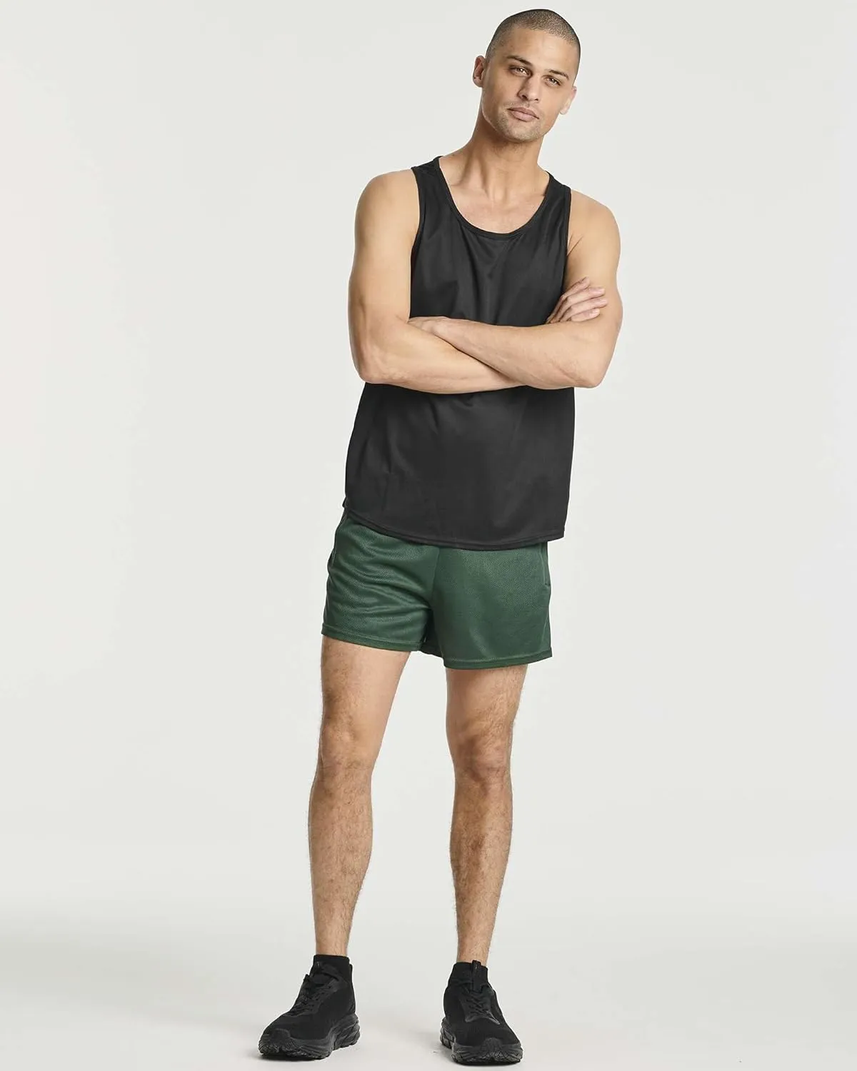 Real Essentials 4 Pack: Men's Mesh Athletic Running Zipper Shorts Quick Dry Workout 7"/ 5"/ 3" Sports Gym Basketball Hiking