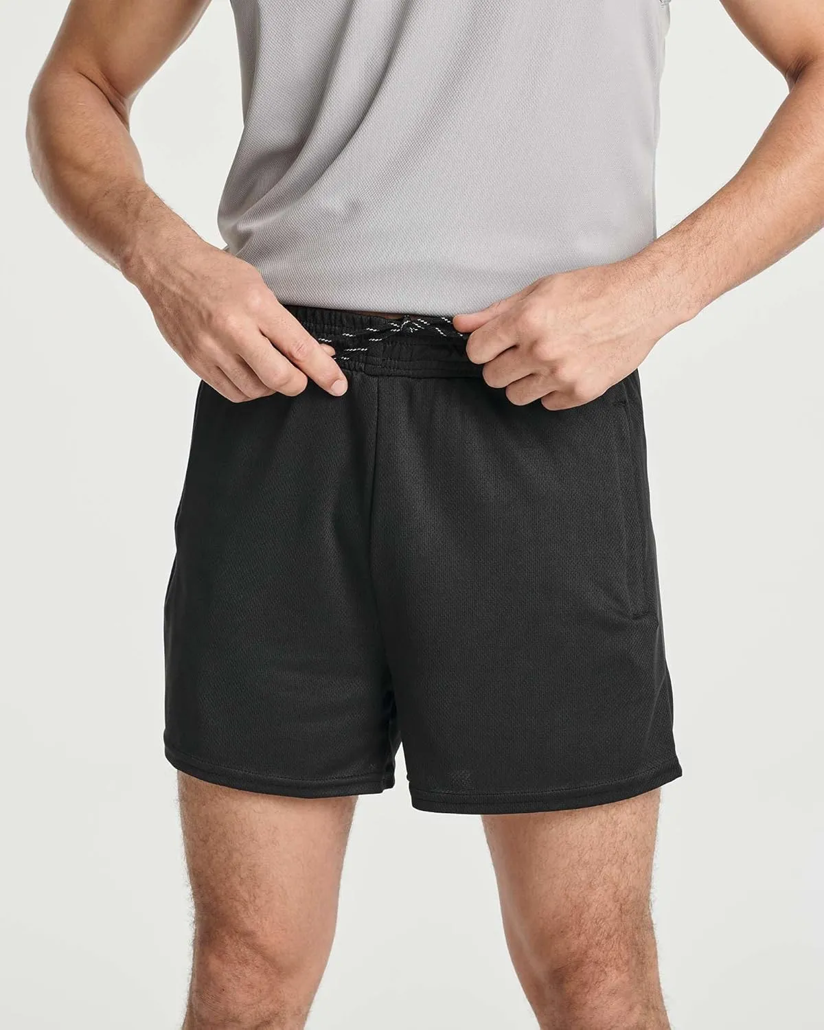 Real Essentials 4 Pack: Men's Mesh Athletic Running Zipper Shorts Quick Dry Workout 7"/ 5"/ 3" Sports Gym Basketball Hiking