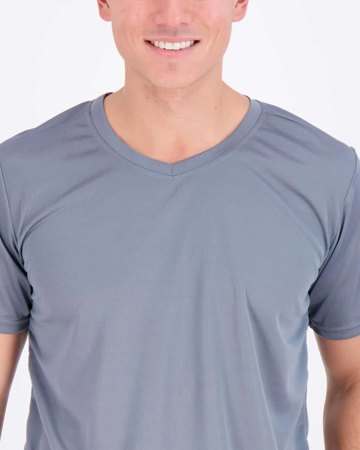 Real Essentials 5 Pack: Men's Mesh Quick Dry Short Sleeve V-Neck T-Shirt - Athletic Performance (Available in Big & Tall)