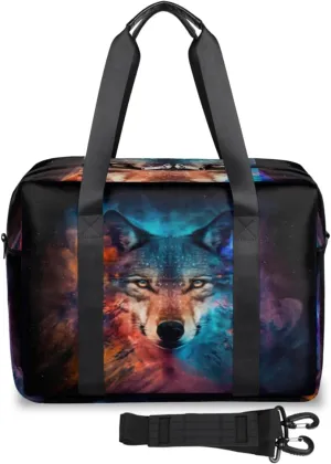 Reality Wolf Galaxy Womens Travel Bags, Weekender Carry on for Women, Sports Gym Bag, Workout Duffel bag, Overnight Shoulder Bag