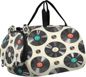 Records Kids Overnight Sports Duffel Bags with Shoe Compartment & Wet Pocket Travel Sport Gym Bag for Girls Boys