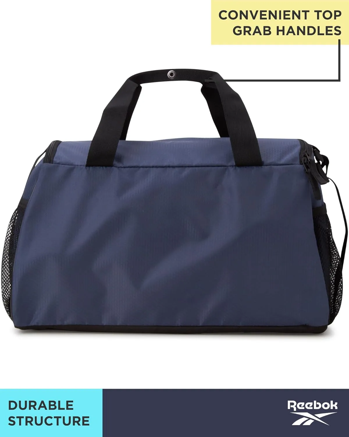 Reebok Duffle Bag – Gym Bag for Women & Men, Carry On and Overnight Duffle for Travel & Fitness, Size Small, Aleph Blue