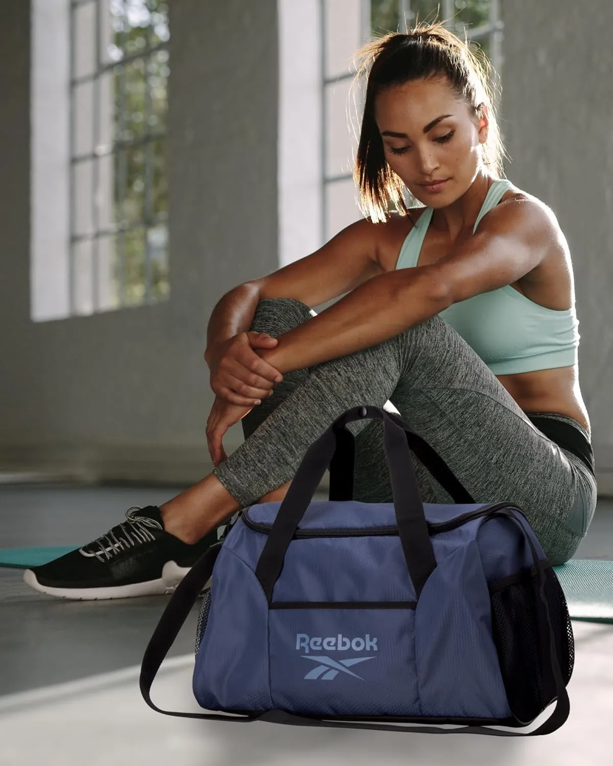 Reebok Duffle Bag – Gym Bag for Women & Men, Carry On and Overnight Duffle for Travel & Fitness, Size Small, Aleph Blue