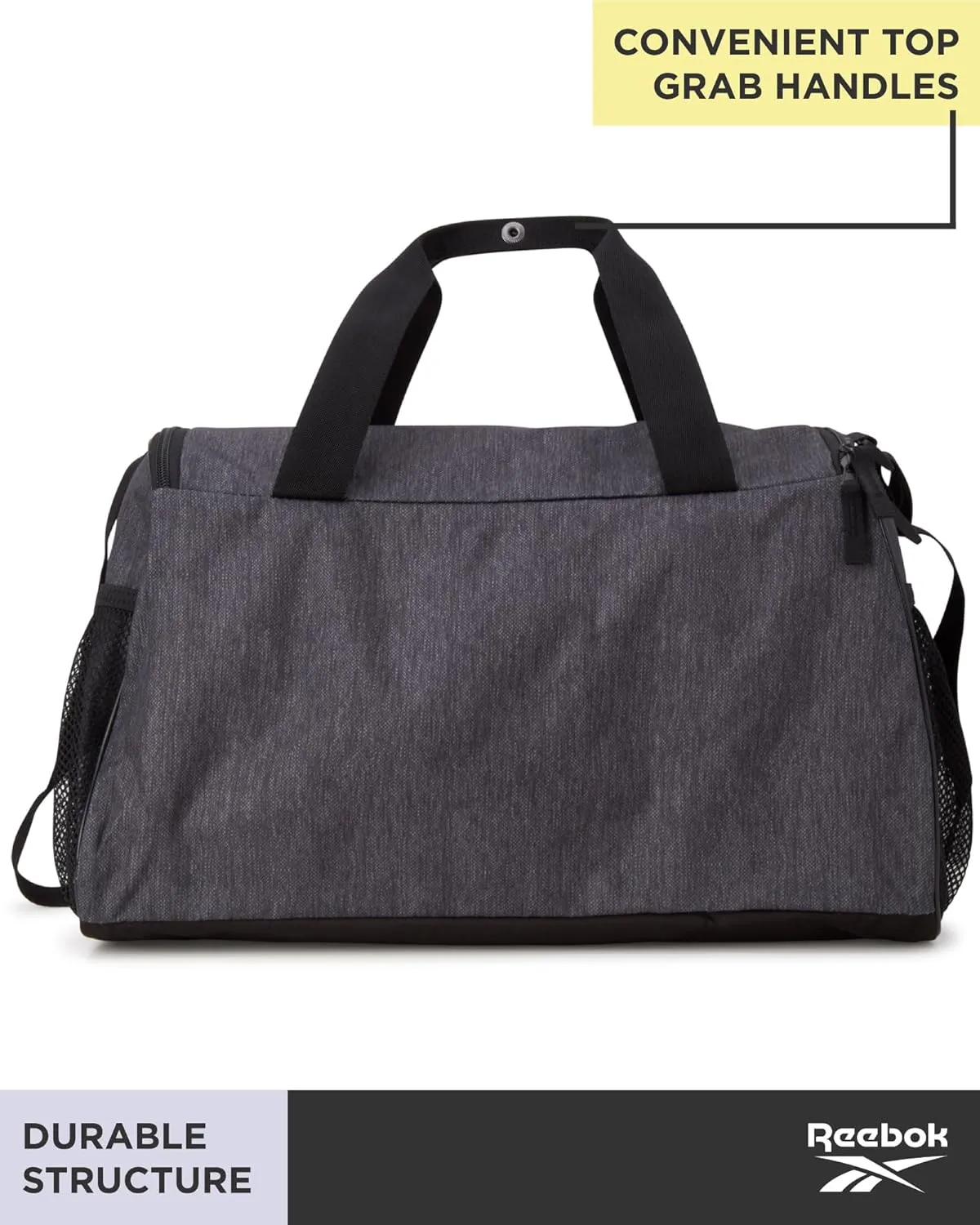 Reebok Duffle Bag – Gym Bag for Women & Men, Carry On and Overnight Duffle for Travel & Fitness, Size Small, Aleph Grey