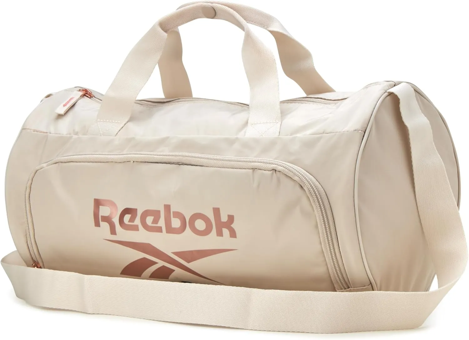Reebok Duffle Bag – Gym Bag for Women & Men, Carry On and Overnight Duffle for Travel & Fitness, Size Small, Easton Beige