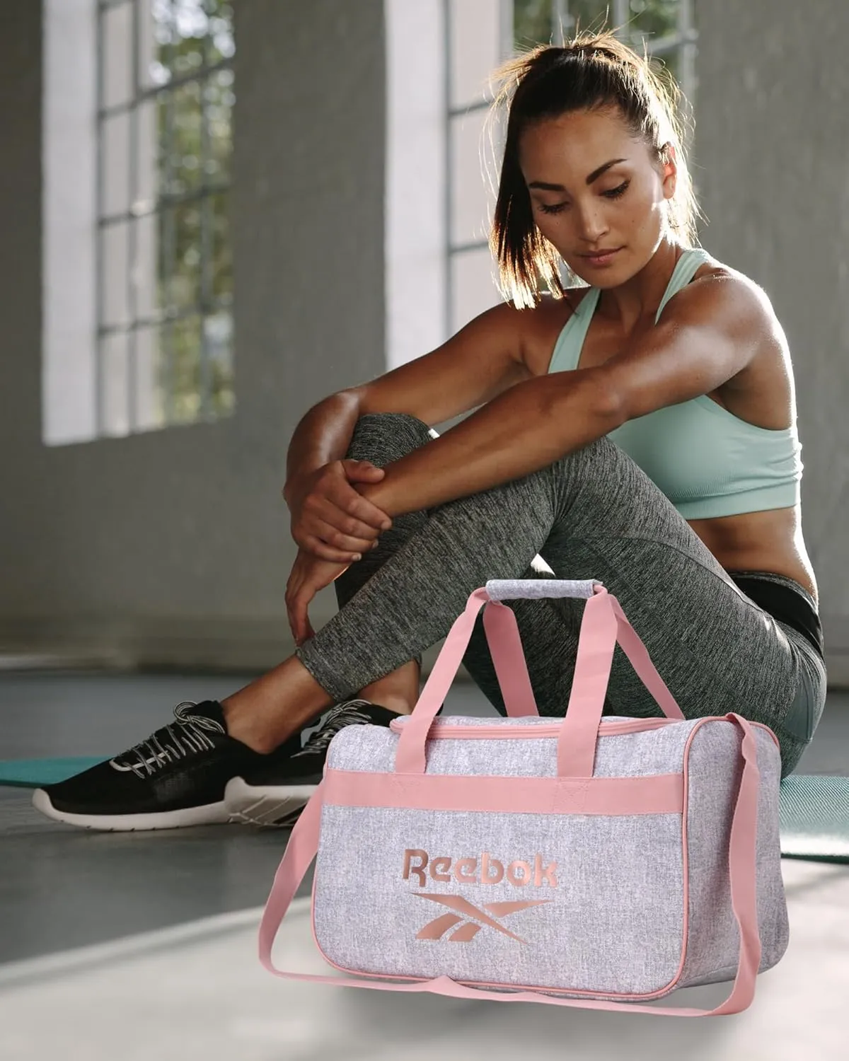 Reebok Duffle Bag – Gym Bag for Women & Men, Carry On and Overnight Duffle for Travel & Fitness, Size Small, Warrior II Heather Grey