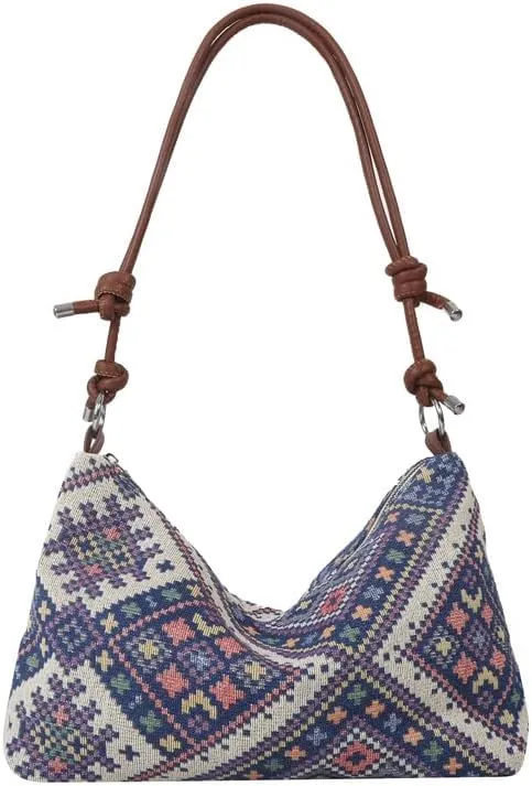 Retro Canvas Handbag Hobo Shoulder Bag for Women Casual Working Shopping Bag