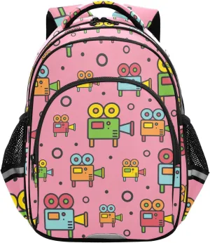 Retro Projectors Pattern Backpack for Kids Elementary School Bag Boys Girls Bookbag Travel Backpack Daypack