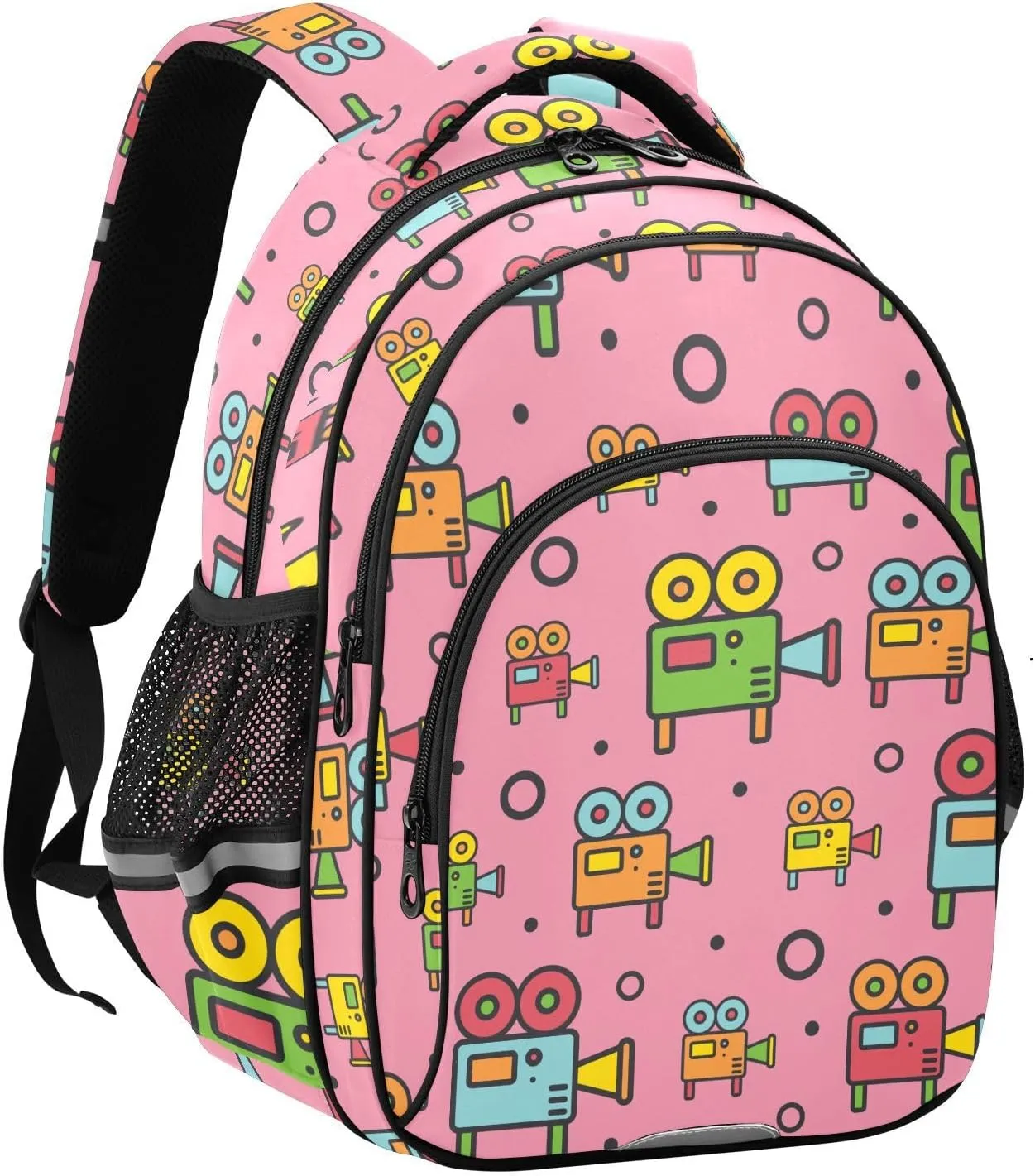 Retro Projectors Pattern Backpack for Kids Elementary School Bag Boys Girls Bookbag Travel Backpack Daypack