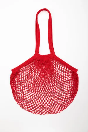 Reusable Cotton Bags - Red - Cotton String Bag - Long Handle