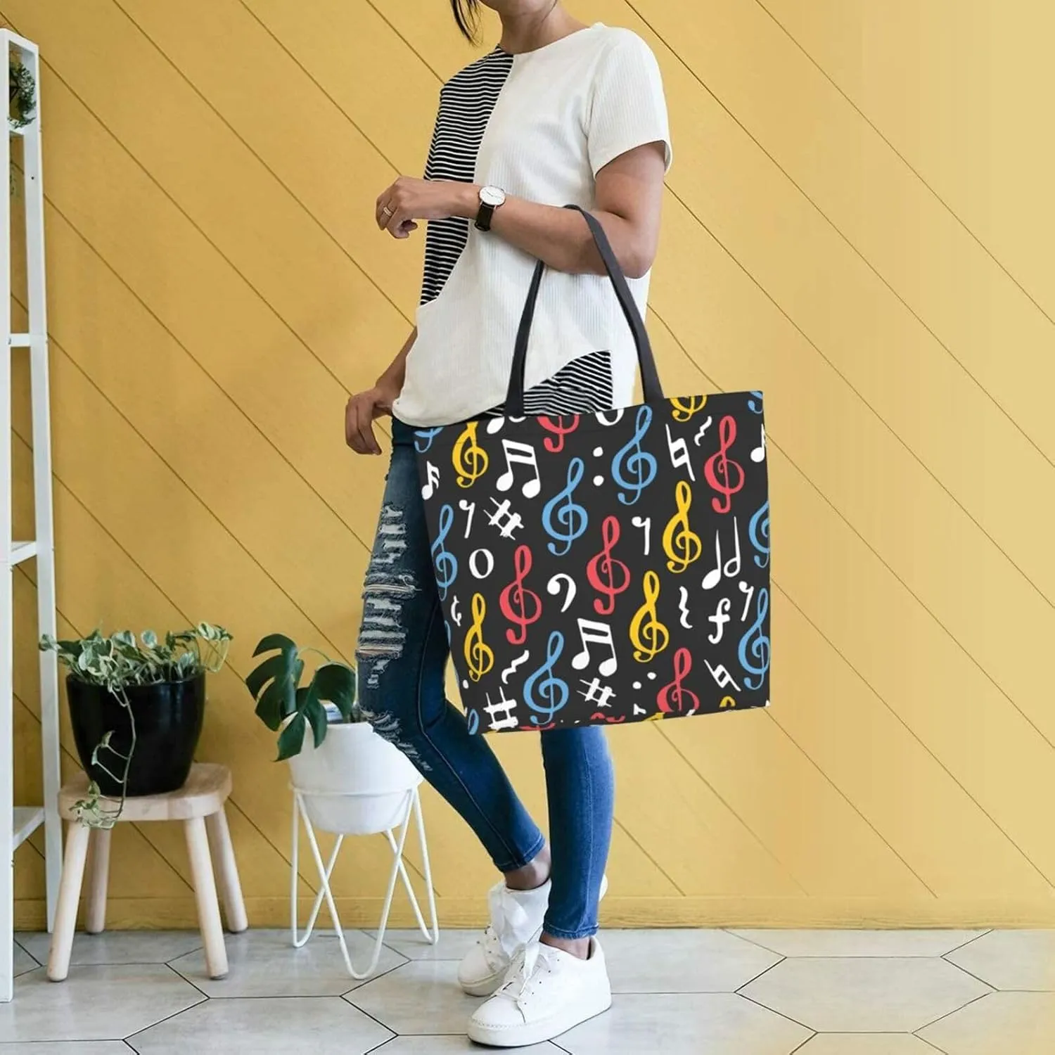 Reusable Grocery bags Big Capacity Shopping Bag Canvas Shoulder Tote Handbag for Women Girls