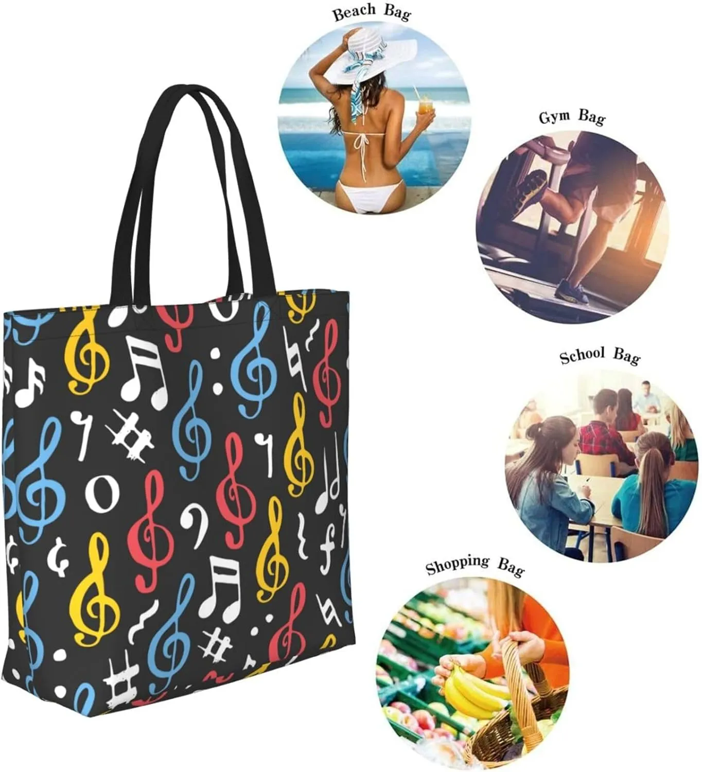 Reusable Grocery bags Big Capacity Shopping Bag Canvas Shoulder Tote Handbag for Women Girls