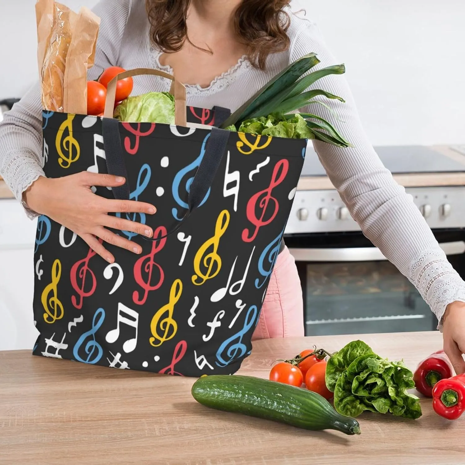 Reusable Grocery bags Big Capacity Shopping Bag Canvas Shoulder Tote Handbag for Women Girls