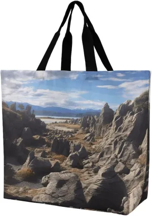 Reusable Grocery Bags,Rocks Scenic Print Tote Bag,reusable Shopping Bags,unisex Portable Shoppers Bag for Work,Travel,Shopping