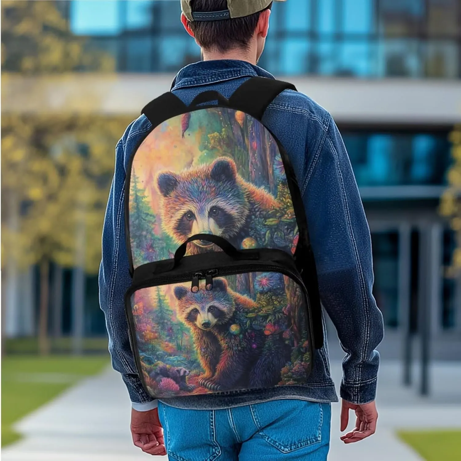 Rnyleeg Brown Bear Backpack for Boys Lightweight Boys Backpack 10-12 Years Old Large Capacity Elementary School Bookbag Set 3 in 1 School Supply Bag Casual Travel Daypack