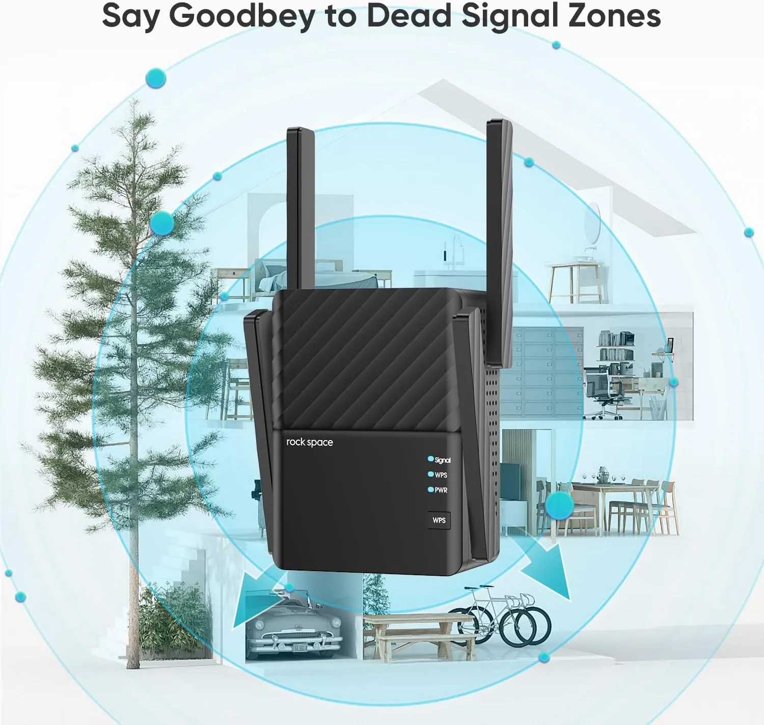rockspace WiFi Extenders Signal Booster for Home, WiFi Booster Up to 1292 Sq Ft and 32 Devices with 5g&2.4g Dual Band, WiFi Extender, WiFi Repeater, WiFi Booster and Signal Amplifier, 1-Tap Setup