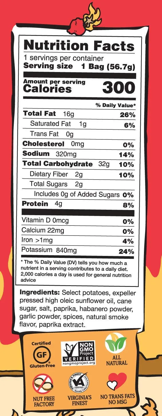 Route 11 Potato Chip : Mama Zuma's Revenge (15 bags (2 oz each)) hot habanero spicy chips