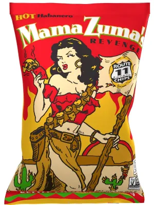 Route 11 Potato Chip : Mama Zuma's Revenge (15 bags (2 oz each)) hot habanero spicy chips