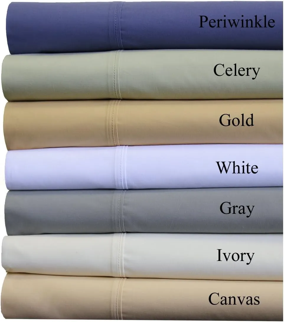 Royal Hotel Bedding Abripedic Crispy Percale Pillowcases, 300-Thread-Count, 2PC Solid Pillow Cases Set, 100% Cotton, Standard, Periwinkle