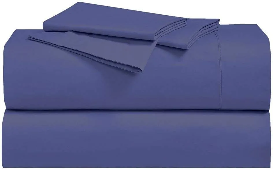 Royal Hotel Bedding Abripedic Crispy Percale Pillowcases, 300-Thread-Count, 2PC Solid Pillow Cases Set, 100% Cotton, Standard, Periwinkle