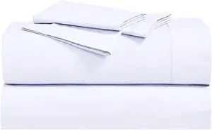 Royal Hotel Bedding Abripedic Crispy Percale Pillowcases, 300-Thread-Count, 2PC Solid Pillow Cases Set, 100% Cotton, Standard, White