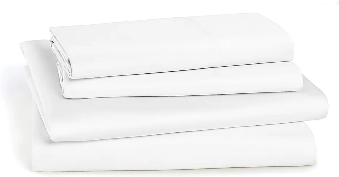 Royal Tradition 100-Percent Cotton Percale King Size 4PC Sheets Set, Soft and Crisp Bed Linens, Solid White, Made in Egypt
