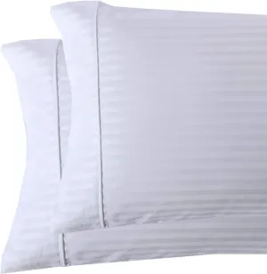 Royal Tradition Damask Striped 600-Thread-Count, 100-Percent Cotton Set of 2 Standard Size Pillow Cases, White