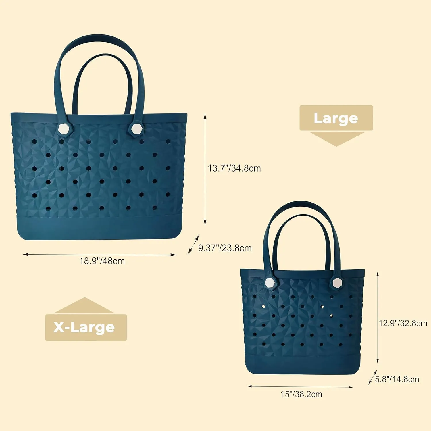 Rubber Beach Bag Waterproof Durable Tote Bag for Beach Sports Pool Modern Rubber Tote