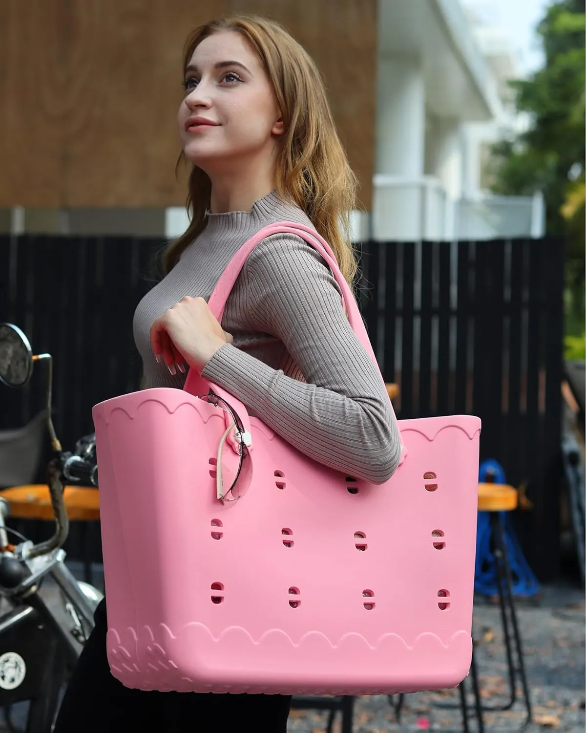 Rubber Beach Bag Waterproof Durable Tote Bag for Beach Sports Pool Modern Rubber Tote
