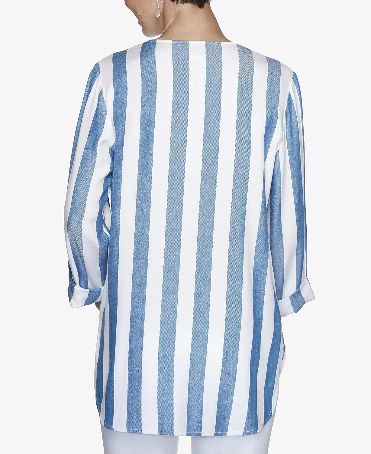 Ruby Rd. Women's Light Weight Split Neck Cabana Striped Top