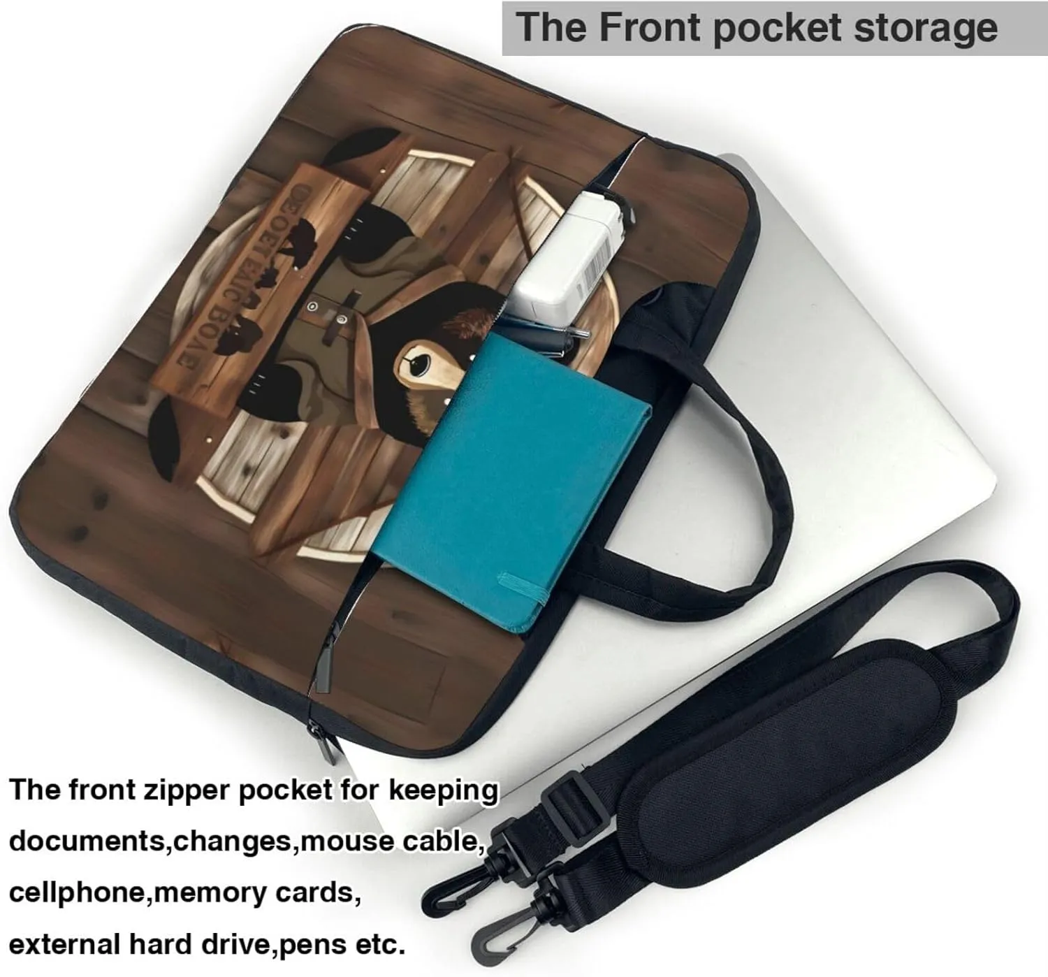 Rustic Lodge Bear Pattern Laptop Bag - with Soft Interior, Multiple Pockets - Ideal for Men, Travel and Business