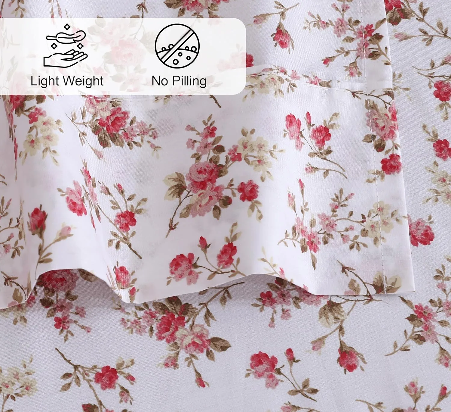 RUVANTI 100% Cotton Full Size Bed Sheets, 4 Pieces, Soft & Breathable Percale Weave Bedding, Deep Pocket 16", Hotel Standard, Crisp Cool Feel, Durable, Perfect Sheet Set Floral, Bouquet