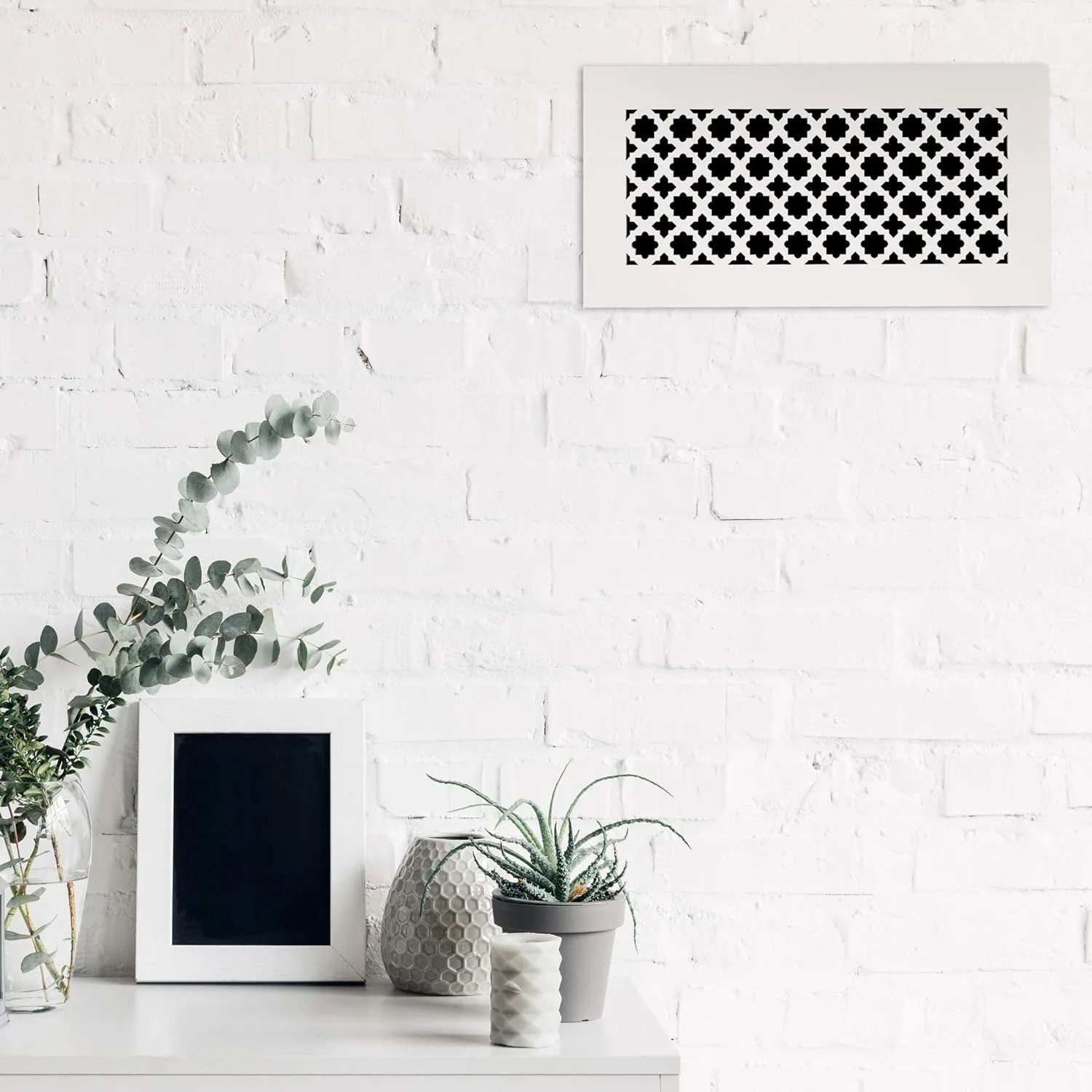 SABA Home Decor Air Vent Cover Grille - Acrylic Plexiglass 6 x 10 Duct Opening, 8 x 12 Overall White Finish Decorative Covers for Walls & Ceilings NOT for Floor USE, Venetian